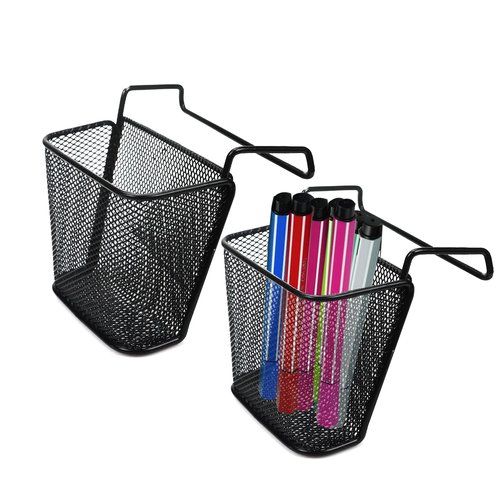 Chris.W 2Pack Office Cubicle Accessories, Black Wire Mesh Hanging Pen Organizer Pencil Holder for Cubicle Partition Home Office, Markers, Glue, Stapler, Memo, Remote Controller Storage Baskets (Black)