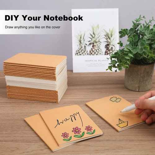 100 Packs Kraft Small Blank Notebooks, Unlined Mini A6 Journals Bulk, Blank Notepads for Kids Student Back to School, Office, Sketching, Drawing, Writing Supplies, 5.5" X 4", 30 Sheets/60 Pages