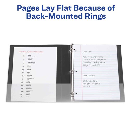 Avery Economy 3 Ring Binders, 1.5 Inch Round Rings, Spine Label Holder, 4 Black Binders (01689)