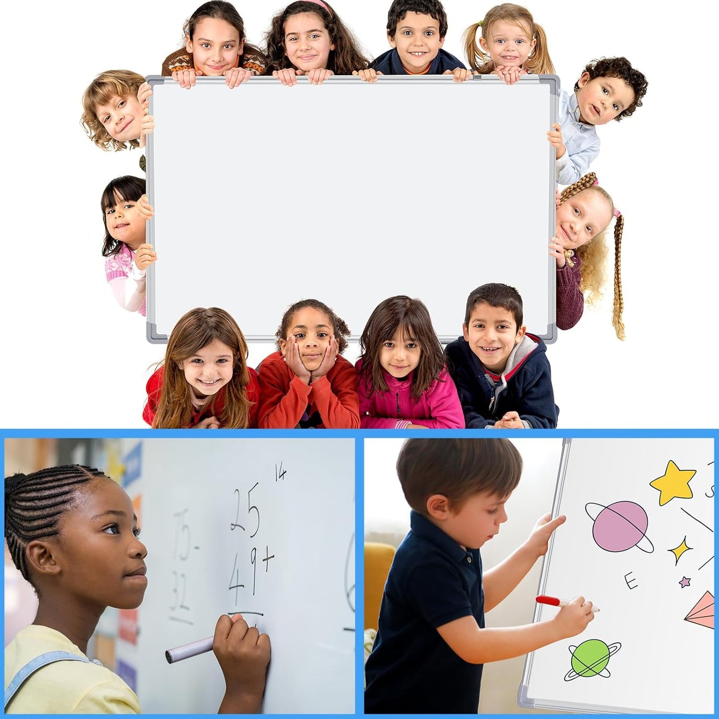 Tinlade Magnetic Dry Erase Whiteboard - 6 Pack Aluminum Frame for Home Office | 36 x 24 Inches