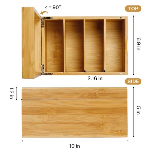 MaxGear Index Card Holder, 4 x 6Inch Wooden Business Card Organizer for Desk with 4 Dividers, Bamboo Index Cards Box with A-Z Tabs Holds 600 Cards for Recipe Flash Storage
