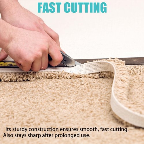 100-Pack Super Big Hook Trimming Blades for Roofing and Flooring, Carbon Steel, Double Sided with 2 Notches and 4 Holes