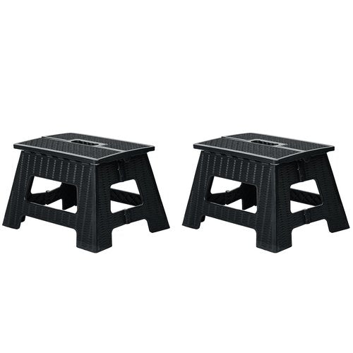 EHTNJOAE Black Small Folding Step stoolfor Adults Outdoor&Indoor Use-Heavy Duty 200lbs, Lightweight-3 Second Quick Folding Stool Waterproof&No-Scratch Base for Camping Picnic Home and Travel(2pics)