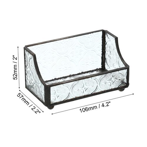 PATIKIL Business Card Holder for Desk, Mosaic Glass Business Card Holders Name Card Stand Organizer Cards Display for Office Exhibition, Clear