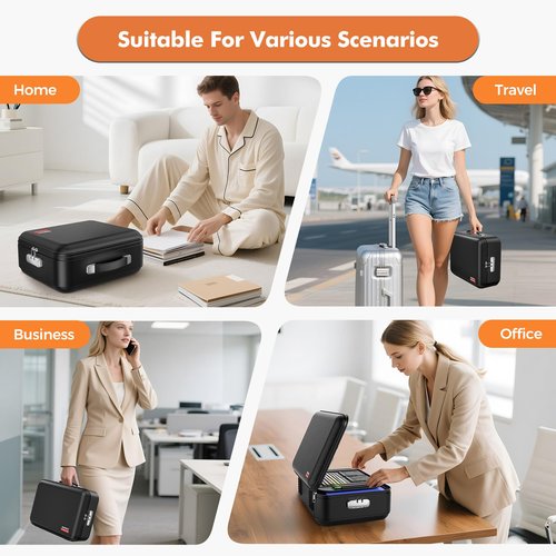 BABYILE Fireproof Document Box, Hard-Shell Case Fireproof File Organizer with Lock, Fireproof Safe for Home Travel, Fireproof Water Resistant Safe Box for Important Documents, Certificates,Passports