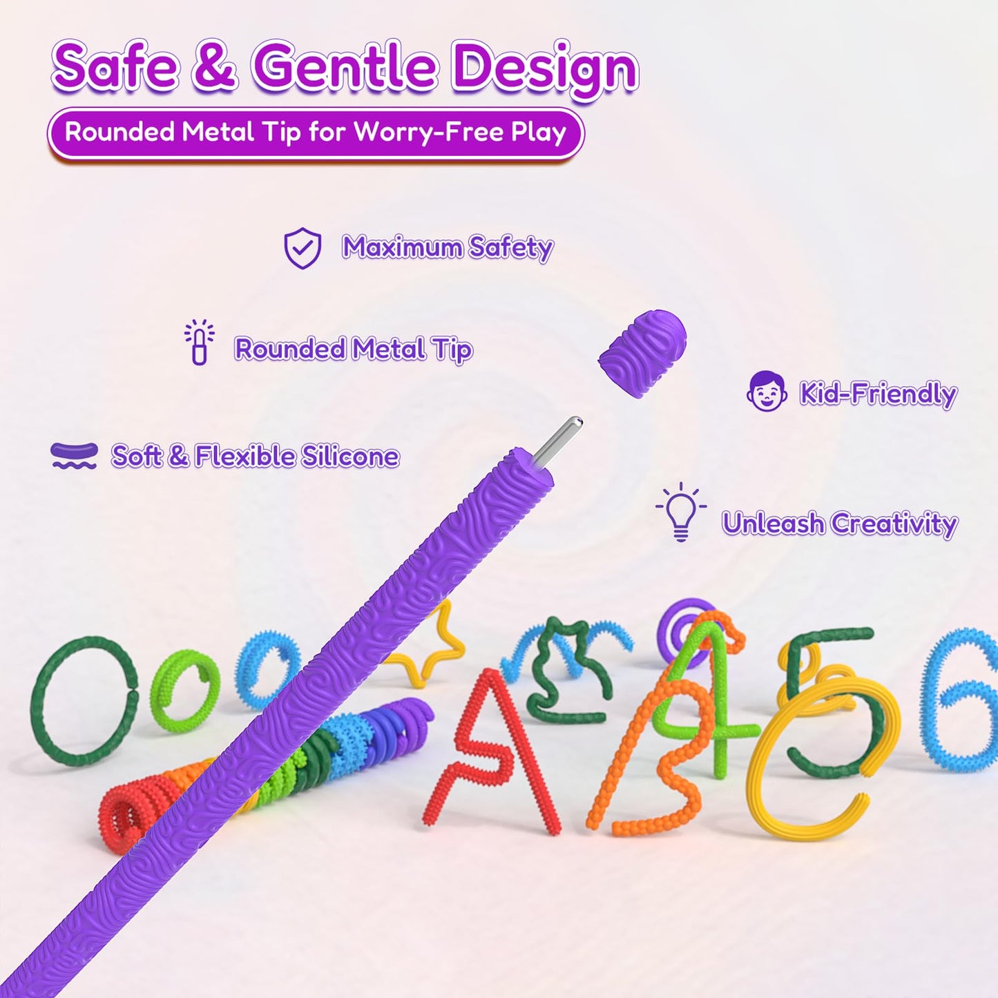 Little Ouchies Pain Fidget,8Pcs Textured Silicone Sensory Sticks Fidget Toys for Kids Adults, Flexible Fidget Sticks for Anxiety, ADHD & Autism to Help Focus, Christmas Stocking Stuffers for kids Boys