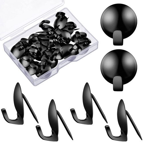 Zhengmy 30 Pcs Metal Cubicle Hooks Fabric Panel Wall Hooks Cubicle Clips Push Pins Picture Hangers for 20 Lbs Kitchen Office Home Accessories Supplies(Black)