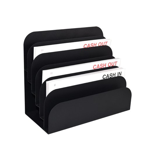 BankSupplies STEELMASTER 6 Slot File & Desk Organizer - Paper Organizer - Black Powder Coat Finish - Scratch & Chip-Resistant - Forms, Applications, Deposit Slips & Checks