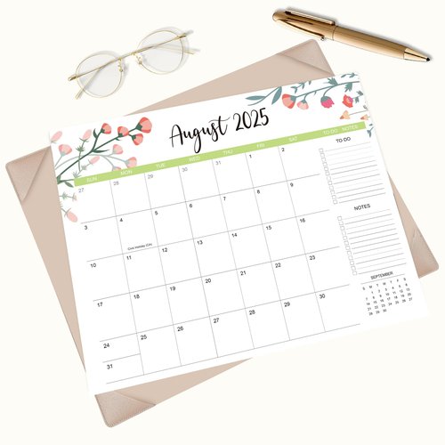 Desk Calendar 2025-2026 with Desk Mat – 22" x 17" Large Desk Pad Calendar Runs From Jul 2025 to Dec 2026, Floral Design Desktop Calendar with To-Do, Notes for Planning, Organizing, and Scheduling Your Life (Apricot)