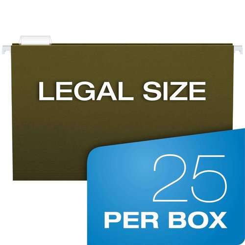 Pendaflex Recycled Hanging Folders, Legal Size, Standard Green, 1/5 Cut, 25/BX (81622)