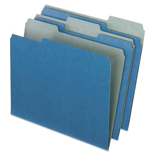 Earthwise by Pendaflex 04302 Recycled File Folders, 1/3 Top Tab, Letter, Blue (Box of 100)