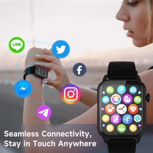 TRAUSI Smart Watch for Men, 1.83" HD Smartwatch with 80 Sports Modes, Heart Rate/Sleep Monitor, IPX5 Waterproof, Bluetooth Call & Music Control for iPhone/Android