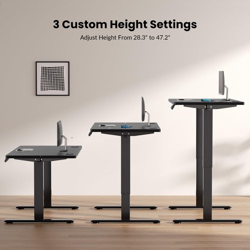 NICECOZY Electric Standing Desk Frame Workstation,Memory Controller Height Adjustment,Up to 47.2", Ergonomic Stand Up Desk Base for Home and Office, Black Frame Only