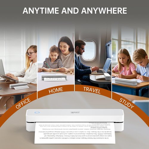 iDPRT Inkless Portable Printer for Travel, Mobile-Thermal-Printers, Wireless-Small-Printer for Home Use, Office, Vehicles, Bluetooth Printers Supports 8.5" x 11" US Letter & A4 & A5 Size White