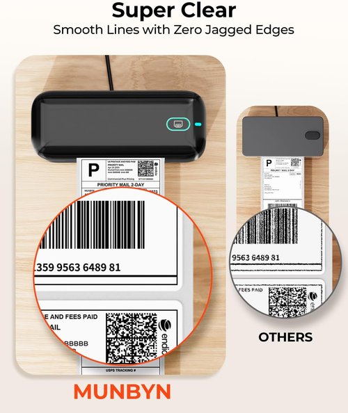 MUNBYN Bluetooth Thermal Label Printer - RealWriter RW402B | 4x6 Shipping Labels for Small Business, Compatible with Android, iPhone, Windows & More