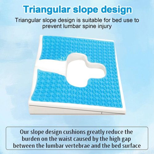 TITA-DONG Anti Bedsore Cushion, Breathe Freely Fiber Material Bedsore Cushions for Butt, T Shaped Opening Triangular Slope Design Anti Decubitus Cushion for Elderly, Bedridden, Disabled (Blue)