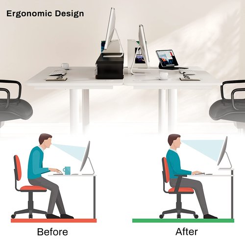 EUREKA ERGONOMIC Dual Monitor Stand - Adjustable Legs, Dual Monitor Riser, Carbon Fiber Computer Monitor Stand, Desktop Organizer, Monitor Stand Riser for PC, Computer, Laptop (Black)