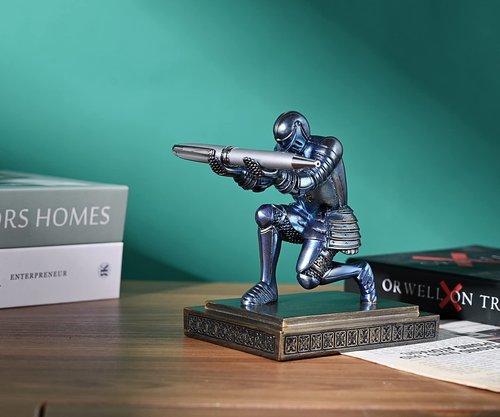 HDMbigmi Knight Pen Holder Pen Stand Desk Organizers and Accessories Resin Pencil Holder as Gift with a Fancy Pen for Office and Home Desk Organizer (Blue)