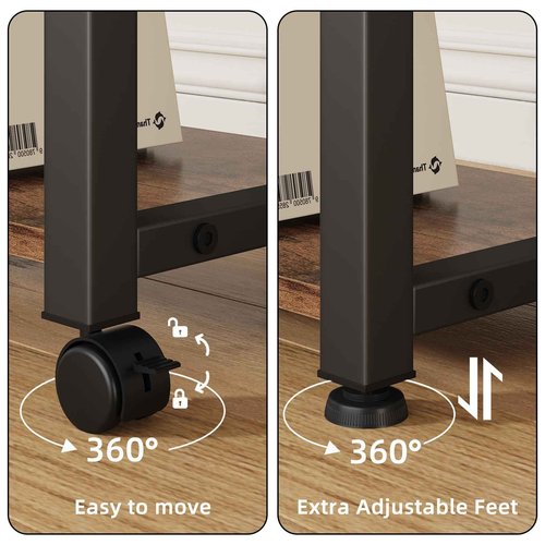 YAOHUOO Large Printer Stand with Storage Drawer, 2-Tier Under Desk Table for Home Office, Fits Fax Machine/3D Printer/Scanner (Brown)
