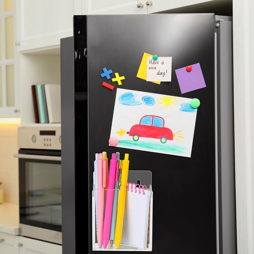 Chivertion Acrylic Wall Mounted Marker Holder Acrylic Pen Holder Adhesive Glass Whiteboard Dry Erase Marker Organizer with Tapes Hanging Holes for Whiteboard Fridge Locker
