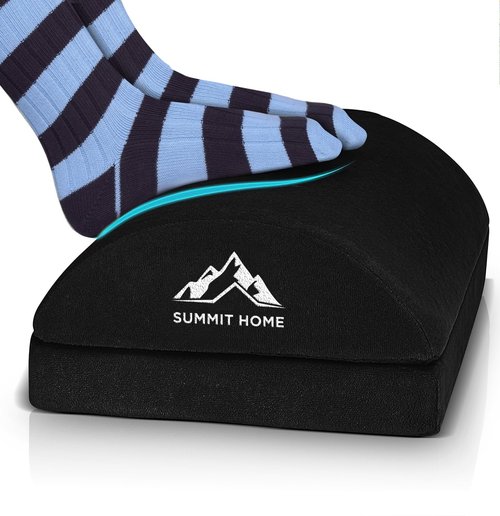 Summit Home Ergonomic Under Desk Foot Rest for Office Use – Adjustable Height Memory Foam Foot Stool Under Desk for Office Chair, Gaming Chair, Home & Car – for Back, Knee, Hip & Foot Pain Relief