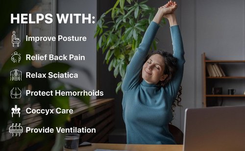 Platinum-Level Comfortable Ergonomic Memory Foam Lumbar & Seat Cushion Back,Tailbone Pain Relief