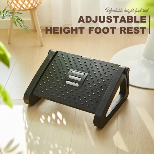 Beeveer 2 Pcs Foot Rest for Under Desk at Work, Ergonomic 6 Heights Adjustable Footrest with Massage Roller, Chair Footrest for Leg Rests for Office and Home Pressure Relief(Black)