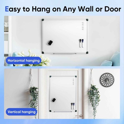 VUSIGN 48" x 36" Large Magnetic Whiteboard for Wall, Dry Erase Board with Silver Frame, Wall Mounted White Board for Classroom, Office, Home – Includes Markers, Magnets & Eraser