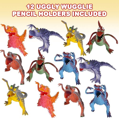 ArtCreativity Ugglie Wugglie Pencil Holders, Set of 12, Monster Pen Holders for Desk with 5 Funny Designs, Fun Office Gifts, Cool Desk Decorations and Accessories, Birthday Party Favors for Kids