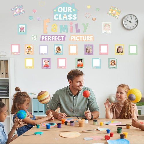 EIHFHIE 52 Pcs Pastel Pop Classroom Decor, Our Class is a Family Picture Frame Bulletin Board Sets for Back to School Nursery Chalkboard Wall Door Decor Teacher Supplies