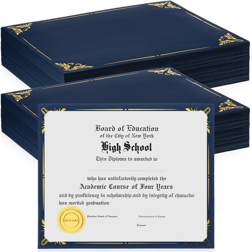 Fainne Certificate Holder Foil Border Bulk 8.5 x 11 Inch Single Sided Award Diploma Cover for Letter Size Cardstock Document Paper Graduation School Marriage Supplies (150 Pcs)
