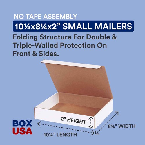 BOX USA Moving Boxes 10.25"L x 8.25"W x 2"H Medium 50-Pack | Corrugated Cardboard Box for Packing, Moving and Storage