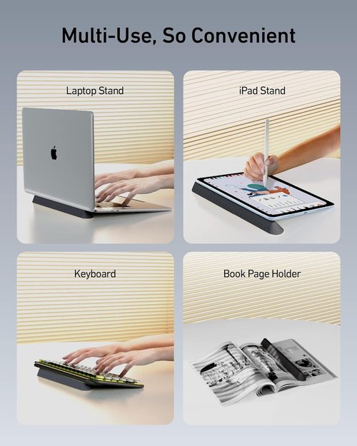 Ergounion 3-In-1 Silicone Laptop Stand - Ergonomic Keyboard Riser & Cooling Stand | Portable for Home, Office, Travel - Midnight