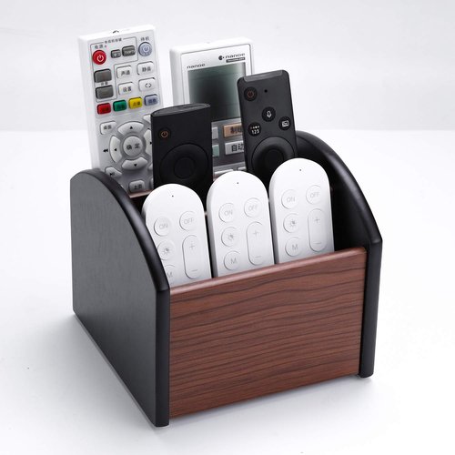 MaxGear (BUNDLE OF 2 SETS) Remote Control Holder Desk Organizer, Wood & PET, 2 Sets