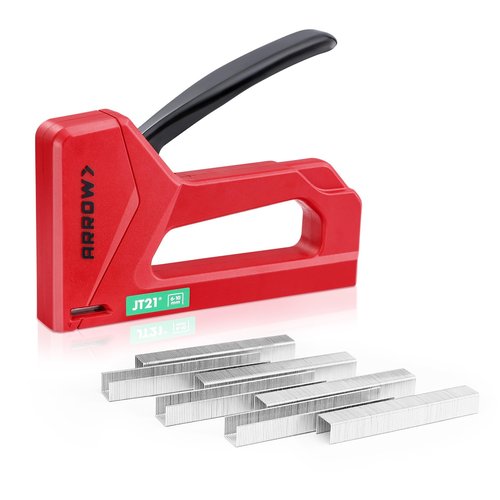 Arrow Light Duty Staple Gun, Lightweight Upholstery Stapler Kit for Wood with 1000 JT21 Staples, Plastic Housing Tacker for Crafts, Fabric, DIY, Household