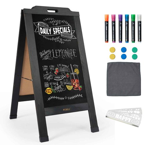 Magnetic Sandwich A-Frame Chalkboard Sign - 40 x 20 Inches, Large Wooden Chalk Board for Sidewalk, Stand up Double-Sided Outdoor Easel Display for Restaurant Cafe Shop Wedding Party or Business