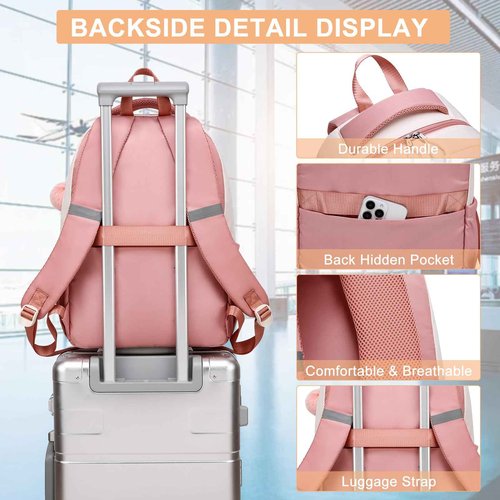 RJEU School Backpack for Teen Girls & College Students - 17.3 Inch Cute Anti-Theft Bookbag with Large Ergonomic Design, Middle High School Bag Travel Laptop Backpack