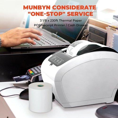 MUNBYN WiFi Thermal Receipt Printer - 80mm POS Printer for Square, Windows, Mac & Linux - White