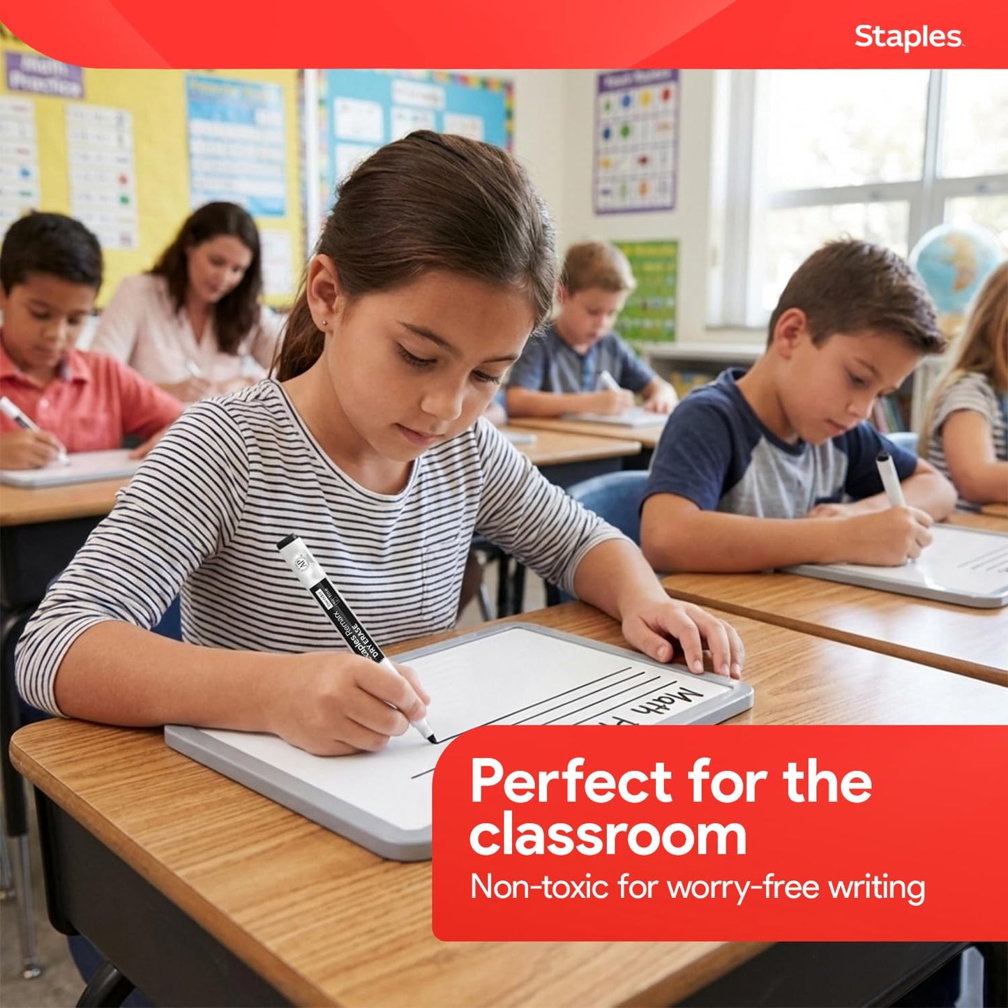 STAPLES Low Odor Dry Erase Markers, Fine Tip, Black, 36 Pack – Remarx Precision Whiteboard Markers for Offices & Classrooms