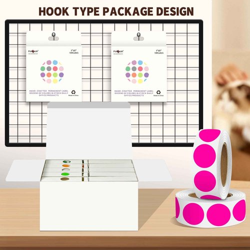 PARLAIM 1 Inch Round Color-Code Dot Stickers,10000per/10 Rolls dots Label Dispenser Box, Fluorescent Pink Circle Stickers Label for Office Home(Fluorescent Pink)