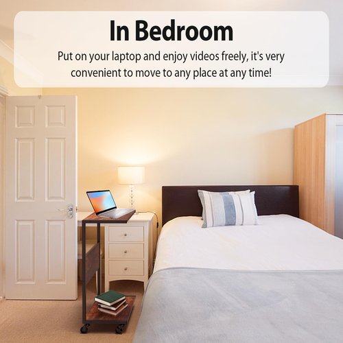 360Tronics Computer Tower Stand, 2-Tier Large ATX-Case Sotrage CPU Holder Cart Under Desk, C-Shape Tall Trolley for PC Tower, Wooden Mobile PC Standing Table with Wheels for Home/Office, Walnut