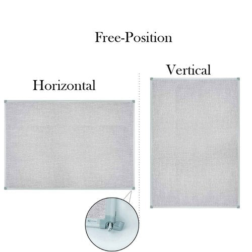 Lockways 36" x 24" Premium Cork Bulletin Board, Light Grey Framed Linen Fabric Pinboard with Silver Aluminum Frame for Home, Office & Kitchen Organization