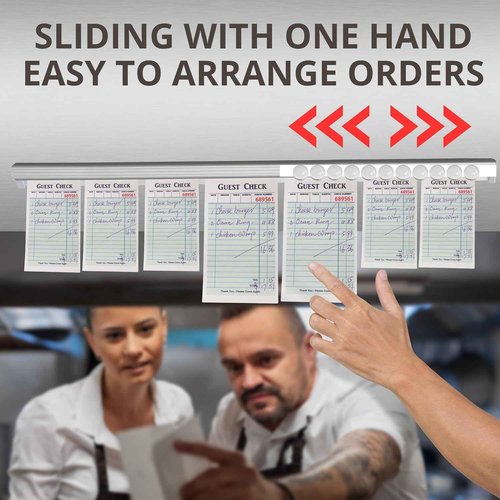 Set of 4 Bill Clip Holder 40cm – 16'' Long Metal Receipt and Ticket Holder for Restaurant Kitchen Office Check Organizer Strip Rail for Orders Invoices and Business Use