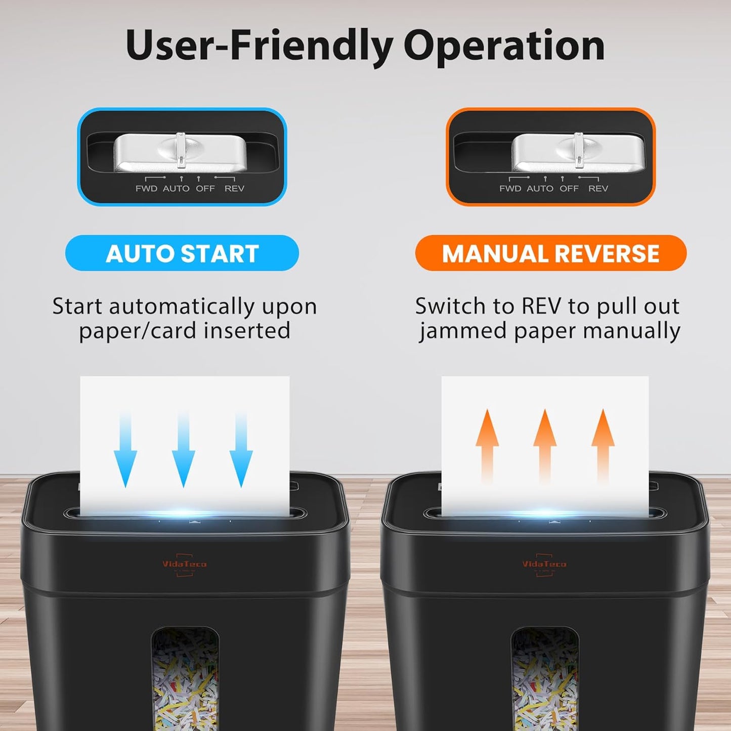 VidaTeco 8-Sheet Cross-Cut Paper Shredder - P-4 Security, Jam Proof, 3.04-Gal Bin for Home Office