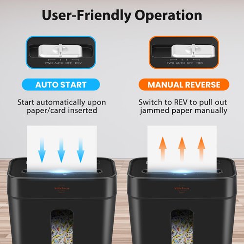 VidaTeco Shredder for Home Use 8-Sheet Cross-Cut Paper Shredder with P-4 Higher Security,Shred Card/Clip/Staple,Small Document Shredding Machine for Home Office Heavy Duty with Jam Proof,3.04-Gal Bin