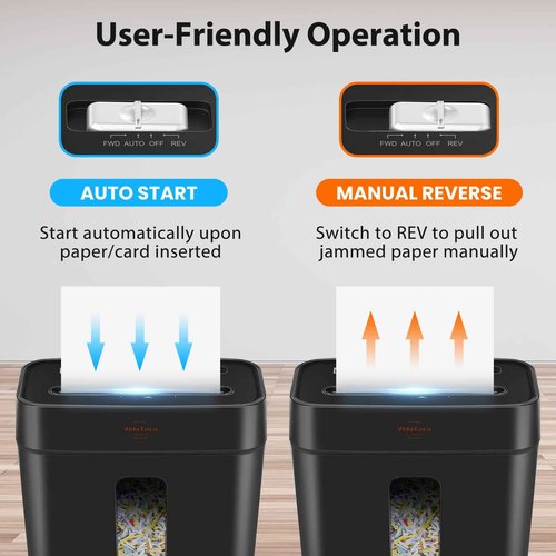 Paper Shredder for Home Use,VidaTeco 6-Sheet Cross-Cut Shredder,Also Shred Card/Clip/Staple,P-4 Higher Security,Small Document Shredder for Office,Paper Shredder Heavy Duty with Jam Proof,3.04-Gal Bin