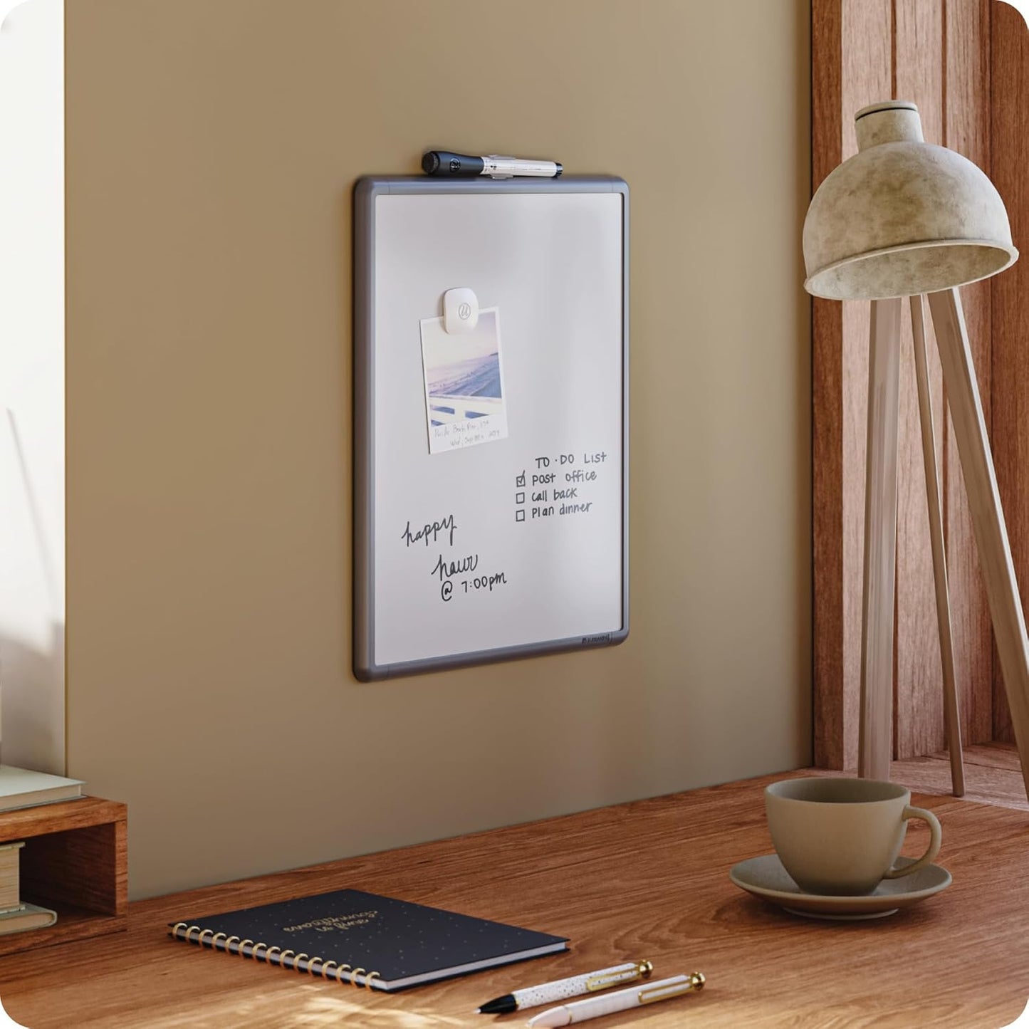 U Brands Contempo Magnetic Dry Erase Board - 11" x 14" Gray Modern Frame with Magnet & Marker