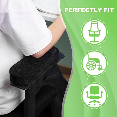 SmoothNovelty 4-Pack Office Chair Armrest Pads - Memory Foam, Removable & Washable, for Office and Computer Chairs, Cushion Elbow Pressure