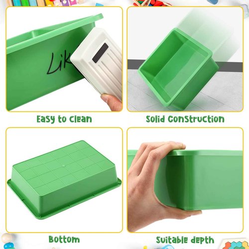 Hoteam 18 Pcs Flat Storage Organizer Bins Letter Size Paper Tray Classroom Storage Plastic Art Trays Classroom Pencil Organizer Baskets for School Office Teacher Book Organization(Green)