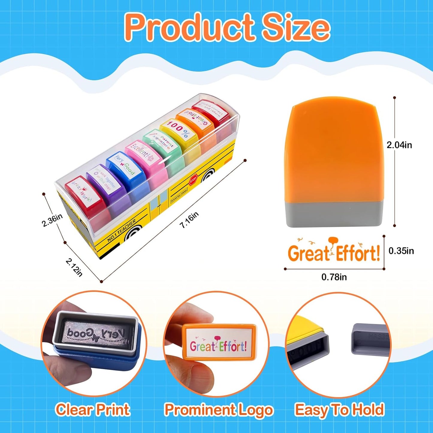 Teacher Stamps - Self-Inking Grading & Motivation Stamps | Perfect Gift for New Teachers (8 Pcs)